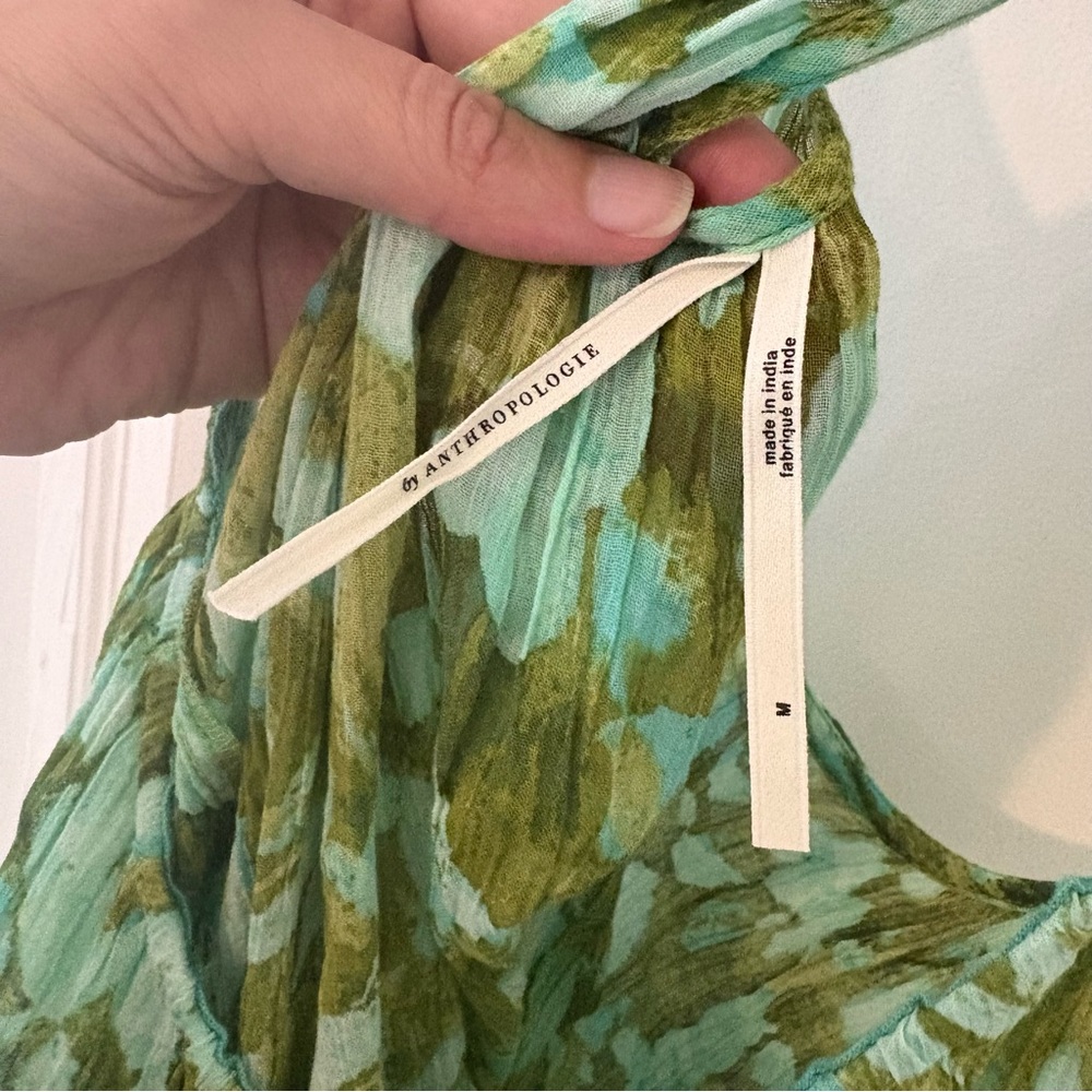 Anthropologie Green Motif Women's Tank Blouse - Picture 4 of 7